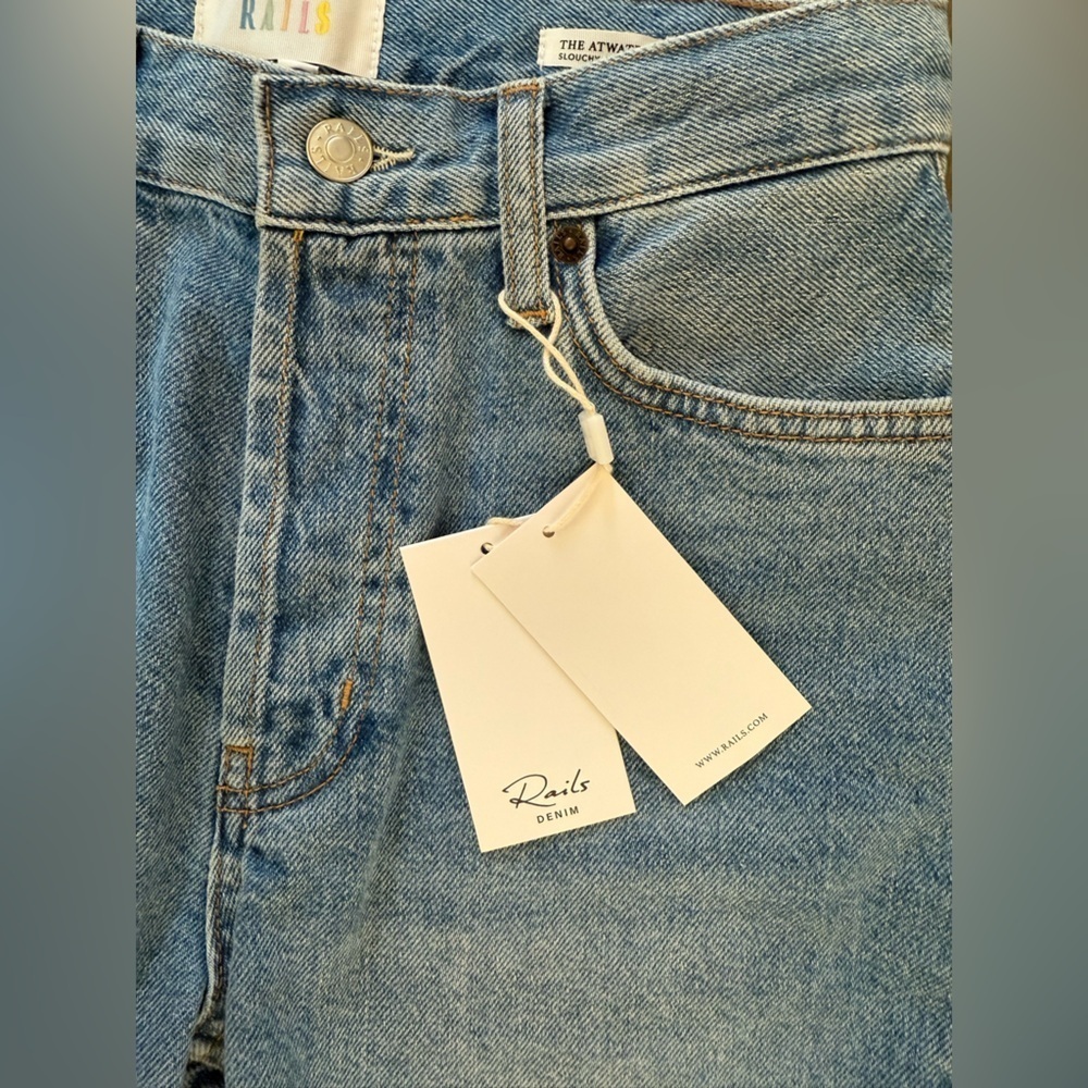 NWT Rails The Atwater Slouchy Straight Leg Crop Jean Blue Bleach Hem Size 23 - Picture 8 of 14